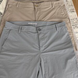 RHONE Men's Flat Front Shorts - Light Gray and Beige